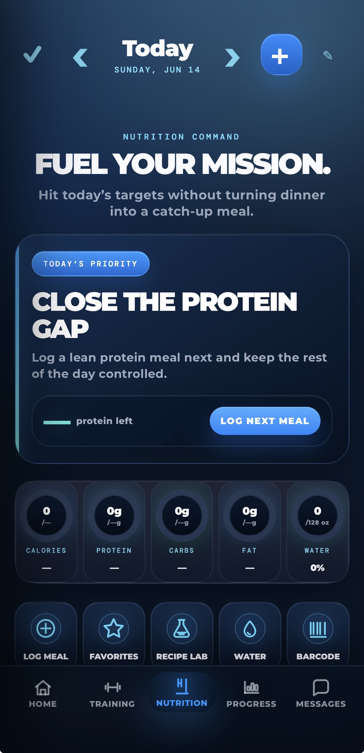 JVenable Coaching nutrition tracking screen preview