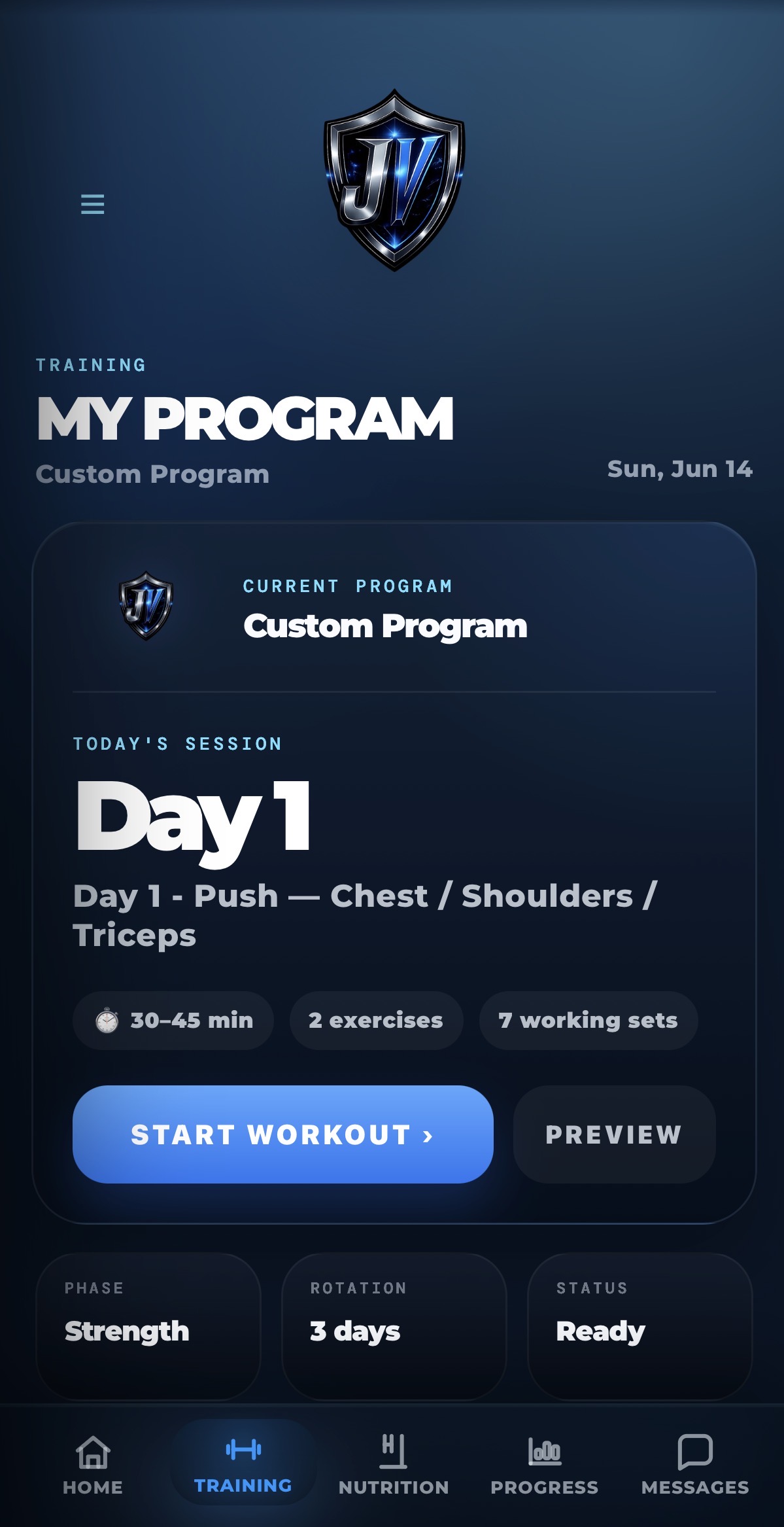 JVenable Coaching training program screen preview